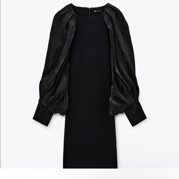 Zara Dresses & Skirts - ZARA Oversized Column Balloon Sleeves Combination Dress Black Size S Women’s